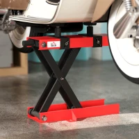 HOMCOM 500 kg Motorcycle Scissor Lift Jack, Heavy Duty Steel Adjustable Motorbike Lifting Hoist Stand, Foldable Lifter for Dirt Bike Repair Maintenance, 45 x 15 cm Large Platform, Red(m-9)