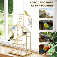 PawHut Parque de Jogos para Pássaros Suporte de Madeira para Pássaros com Escadas Baloiço Brinquedo 48x38x95 cm Madeira(m-7)