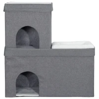 PawHut Cat House, Cat Condo with Cat Beds, Cushions, for Indoor Kittens, Grey(m-10)