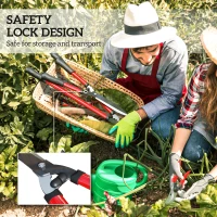 Zestaw sekatorów ogrodowych Outsunny 3-elementowy, nożyce do gałęzi z antyadhezyjnymi ostrzami stalowymi, antypoślizgowymi uchwytami, do cięcia żywopłotów i gałęzi, prace ogrodowe(m-7)