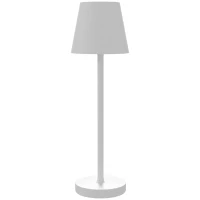 HOMCOM Lampa stołowa LED z USB, Ładowalna z 3 Kolorami Światła, Przenośna Nocna z Dotykiem, do Salonu, Metal, Biały(m-11)
