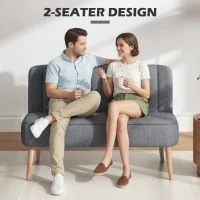 HOMCOM Sofa dwuosobowa, Mała Sofa Loveseat w wyglądzie lnu, Nowoczesna Sofa do Salonu, Sypialni, Małych Pomieszczeń, Szara, 117 x 56,5 x 77 cm(m-6)