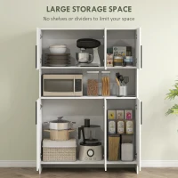 HOMCOM Szafka kuchenna z blatem, 6 drzwi, 4 szafki, szafka wysoka z cichymi zawiasami, szafka na mikrofalówkę o nowoczesnym designie, biała(m-4)