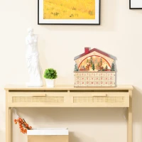 HOMCOM Kalendarz adwentowy do napełniania, 24 szufladki, Świąteczny kalendarz z LED, Dekoracje świąteczne, Pudełko adwentowe, Naturalne drewno, 36 x 10 x 34 cm(m-2)