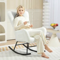 Fotel bujany z tkaniny w stylu pluszowym, z podłokietnikami(m-7)