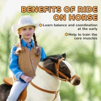 AIYAPLAY Ride On Horse for Toddlers 3-8 Years Old, Riding Horse with Neighing Sound, Stuffed Animal Horse Toy for Kids with Padding, Brown(m-6)