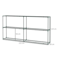 Outsunny Regał na rośliny, Stojak na kwiaty z 3 stopniami, Stojak na rośliny, Stojak na kwiaty do ogrodu, balkonu, stal, ciemnozielony, 222 x 30 x 114 cm(m-3)