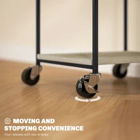 HOMCOM 3-Tier Printer Stand with Storage Shelf and Adjustable Height, Mobile Printer Table on Wheels, Rolling Printer Cart for Home Office, Graphite Wood Effect(m-6)