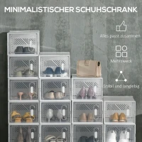 Stojak na buty Homcom z 8 przegródkami do układania w stosy na 8 par butów z otworami wentylacyjnymi plastik przezroczysty 25 x 35 x 19 cm(m-4)