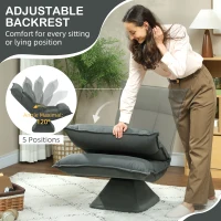HOMCOM Krzesło podłogowe obrotowe 360° z 5-stopniową regulacją oparcia, składana sofa medytacyjna, tapicerowane leniwe sofa do salonu, gier i czytania, ciemnoszare(m-5)