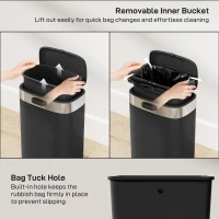 Kosz na śmieci HOMCOM ze stali nierdzewnej z ręcznym otwieraniem i pozostającą otwartą pokrywą 5L, do szafki kuchennej pod zlewem, sypialni, biura, czarny(m-6)