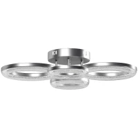 HOMCOM LED Ceiling Light, Modern 4 Rings Ceiling Lamp with Wall Switch Control, 40W 4350lm Flush Mount Ceiling Light with 3500K/4500K/6000K Colour Temperatures for Living Room, Bedroom, Silver Tone(m-1)