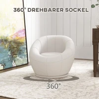 HOMCOM Fotel Lounge Mały Fotel Obrotowy Tapicerowany Fotel z Podłokietnikami Pluszowy do Salonu, Biały(m-5)