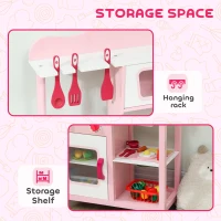 AIYAPLAY Kuchnia dla dzieci, Zestaw kuchenny z piekarnikiem, kuchenką, zlewem i akcesoriami kuchennymi, Zestaw do zabawy w role dla dzieci 3+, Różowy(m-6)