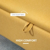 HOMCOM Ławka, Ławka tapicerowana z miejscem do przechowywania, Wygląd lnu, Ławka z nogami ze stali dla salonu, korytarza, sypialni, do 150 kg, 101 x 38,5 x 44,5 cm, Żółty(m-6)