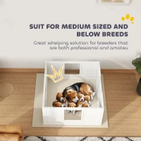 Klatka dla szczeniąt, regulowane drzwi, podkładki, Biała(m-7)