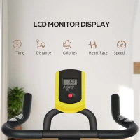 SPORTNOW Domowy Rower Treningowy, Cichy, Regulowany Opór, Czujnik Pulsu, Monitor, Żółty(m-4)