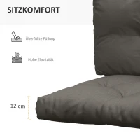 Outsunny Poduszki na palety, zestaw 3 sztuki, poduszki na ławki z ochroną UV, poduszki na meble ogrodowe, poduszki na taras, kolor ciemnoszary(m-5)