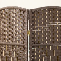 HOMCOM Przegroda, 3-częściowa składana przegroda, wzór plecionki, drewno sosnowe, Brązowa(m-7)