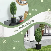 HOMCOM Set of 2 Decorative Artificial Plants, 60cm UV Resistant Faux Olive-Shaped Topiary with Plastic Pot and Flocking, Fake Plants for Indoor Outdoor Decor, Green(m-5)