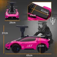 AIYAPLAY Ride on Sliding Car, Baby Push Car Licensed Maserati GT2 with Under Seat Storage, Music, Horn, Foot to Floor Toddler Car for 18-60 Months, Pink(m-3)