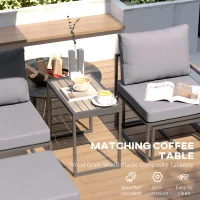 Zestaw mebli ogrodowych Outsunny dla 2 osób, stalowy, odporny na warunki pogodowe, z 2 fotelami, poduszkami i stolikiem pomocniczym, pufy, komplet do siedzenia na zewnątrz, meble tarasowe, idealne do ogrodu, tarasu i balkonu, szary(m-7)