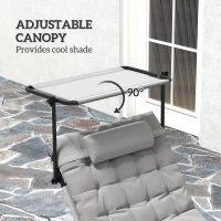 Leżak ogrodowy składany z daszkiem, materac, 120 kg(m-7)