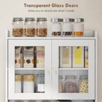 HOMCOM Szafka Kuchenna, Bufet z Blatem Roboczym, Regulowanymi Półkami, 4 Drzwiami, Szufladą, Szafka na Zapasy, Wysoka Szafka z Funkcją Soft-Close, Otwór na Kable, 68 x 38 x 170 cm, Biały(m-7)