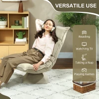 HOMCOM Krzesło podłogowe obrotowe o 360° z 5-stopniową regulacją oparcia, składane sofa podłogowa, krzesło medytacyjne, tapicerowane leniwe sofa do salonu, gier i czytania, kolor beżowy(m-7)