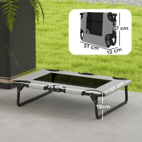 PawHut Raised Dog Bed, Portable Elevated Pet Cot with Breathable Mesh for Indoor Outdoor, for Small Medium Dogs, 75 x 51 x 18 cm, Light Grey(m-3)