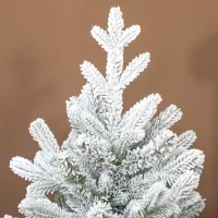 HOMCOM Mini Sztuczna Choinka 90 cm, Sztuczny Świerk z Śniegiem, 486 Końcówek, Betonowa Podstawa, Choinka z Pokryciem Lnianym, Dekoracja świąteczna do Wnętrz, Biura, Salonu(m-8)