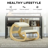 HOMCOM Ergonomic Kneeling Chair, Rocking Wood Kneel Stool, Desk Chair for Home Office, Improve Posture, Back Pain, Cream White(m-6)