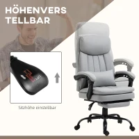 Vinsetto Fotel Biurowy z Funkcją Masażu, Ergonomiczny Fotel z Oparciem, Masaż Wibracyjny, Regulowana Wysokość, Komputerowy Fotel z Poduszką Lędźwiową, Podnóżkiem, Obrotowy, Szary(m-5)