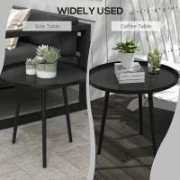 Outsunny Stolik pomocniczy, kawowy, ogrodowy, tarasowy, do ogrodu, balkonu, ze stali, Czarny, 40 x 40 x 50 cm(m-5)