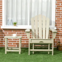 Krzesło ogrodowe Outsunny Adirondack ze stolikiem bocznym, leżak ogrodowy z podnóżkiem, krzesło patio z podłokietnikiem, krzesło balkonowe, HDPE, piasek(m-7)