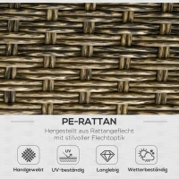 Outsunny zestaw mebli ogrodowych 5-częściowy Zestaw sofy rattanowej z poduszkami, zestaw do siedzenia z 2 fotelami, 2 stoliki kawowe, 1 sofa dwuosobowa, dla 4 osób, aluminium, brązowy(m-4)