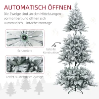 HOMCOM 6ft Snow Flocked Artificial Christmas Tree with 994 Tips, Foldable Metal Stand, Easy Assembly, Hinged Xmas Tree for Home Office Holiday, Green(m-6)