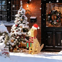 Dekoracja świąteczna Outsunny, Oświetlony świąteczny szczeniak z 74 ciepłymi białymi LED, Oświetlenie świąteczne do wnętrz i na zewnątrz, Żółty(m-7)