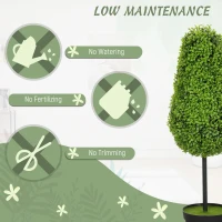 HOMCOM Set of 2 Decorative Artificial Plants, 90cm UV Resistant Faux Teardrop-Shaped Plant with Plastic Pot and Flocking, Fake Trees for Indoor Outdoor Decor, Green(m-6)