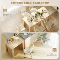 HOMCOM Stół jadalniany, rozkładany 60-180x85 cm dla do 6 osób, nowoczesny stół do jadalni, do salonu, jadalni, kuchni, naturalny(m-4)