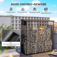 Outsunny Two Pieces Firewood Log Rack Covers, 600D Oxford Fabric Outdoor Log Storage Rack Cover Set, Log Protection Covers for Water, Dust and UV Protection, 148 x 62cm, Black(m-4)