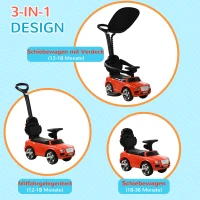 Rutschauto 3-in-1 z daszkiem, czerwień, zjeżdżalnia(m-4)