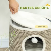 PawHut 56cm Cat Condo Barrel Tower, Small Cat Tree for Indoor Cats with Plush Platform, Toy Ball, Coffee(m-5)