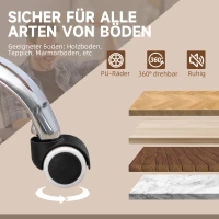 HOMCOM Krzesło biurowe z podnóżkiem, regulowane w wysokości, obrotowe krzesło komputerowe z mikrofibry, krzesło obrotowe z regulacją nachylenia, stal, czarne(m-7)