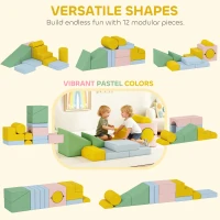 AIYAPLAY Zestaw piankowych klocków dla dzieci, 12-elementowy zestaw dużych klocków z pokryciem sztruksowym, klocki do wspinaczki(m-4)