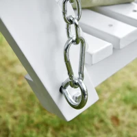 Outsunny Balanço Suspenso para Exterior em Madeira de Abeto com Mesinha Dobrável e Porta-copos, Balanço de Jardim para 2-3 Lugares, Balanço para Jardim ou Terraço, Branco(m-5)