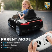 AIYAPLAY Elektryczny Samochód dla Dzieci 12V z 2,4 GHz Pilotem Zdalnego Sterowania, Pojazd Dziecięcy z Softstartem, Systemem Zawieszenia, Odtwarzaczem MP3, Klaksonem, USB, LED, dla Dzieci 3-5 Lat, Czarny(m-5)