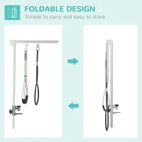 PawHut ramię do pielęgnacji zwierząt, Składane ramię do pielęgnacji z zaciskiem, Regulowane ramię do fryzjerstwa psów z uchwytem na biodra dla psów średniej wielkości, Stal nierdzewna, Srebrny(m-4)