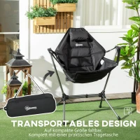 Outsunny Fotel bujany kempingowy składany, fotele ogrodowe, krzesła reżyserkie z torbą do 120 kg, Oxford, czarny(m-6)