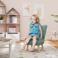 AIYAPLAY Fotelik Dla Dzieci, Sofa Dziecięca z Wyglądem Aksamitu, Nogi z Drewna, Fotel Dla Dzieci 3-7 Lat, Pokój Dziecięcy, Salon Zabaw, Jasnoniebieski(m-2)